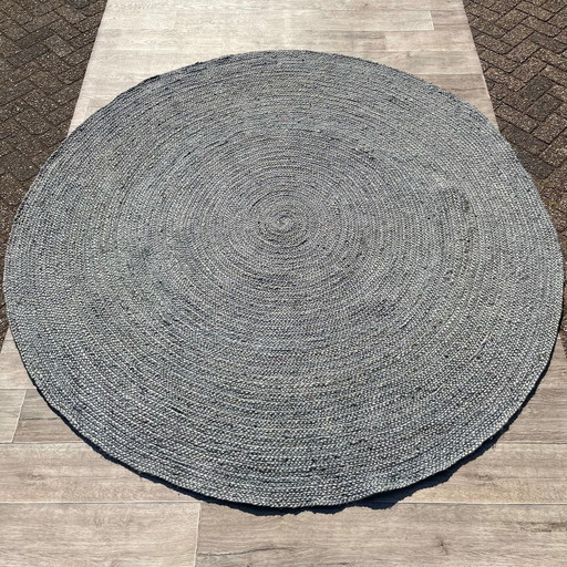 Brinker Carpets Teppiche Jute Kreis Blau Teppich - Ø240