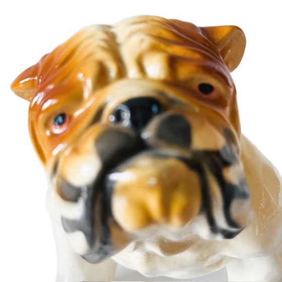 Image 1 of Vintage mid-century dog figurine English Bulldog dog statue ceramic 1960s