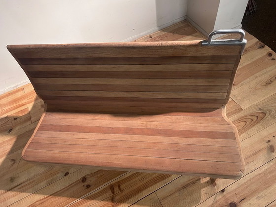 Image 1 of Vintage mid-century train bench