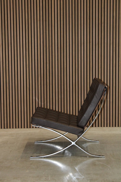 Knoll Barcelona stoel - Volo leer chocoladebruin