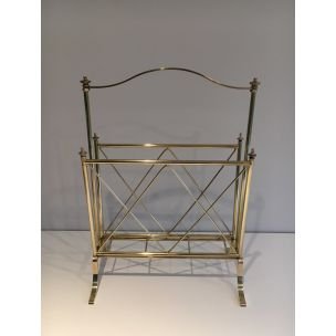 Vintage Neoclassical brass magazine rack, 1940