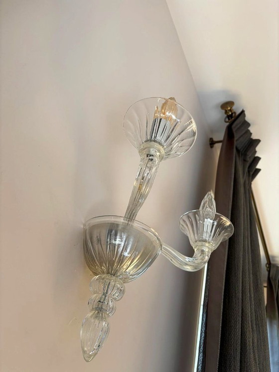 Coppia di Applique in vetro di Murano a due bracci (photo 5 of 9)