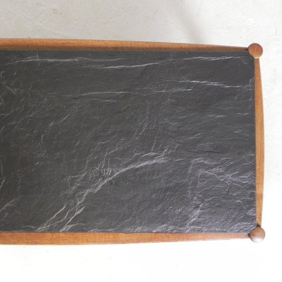 Image 1 of Tavolino da caffè vintage con piano in ardesia e struttura in rovere, anni '60.