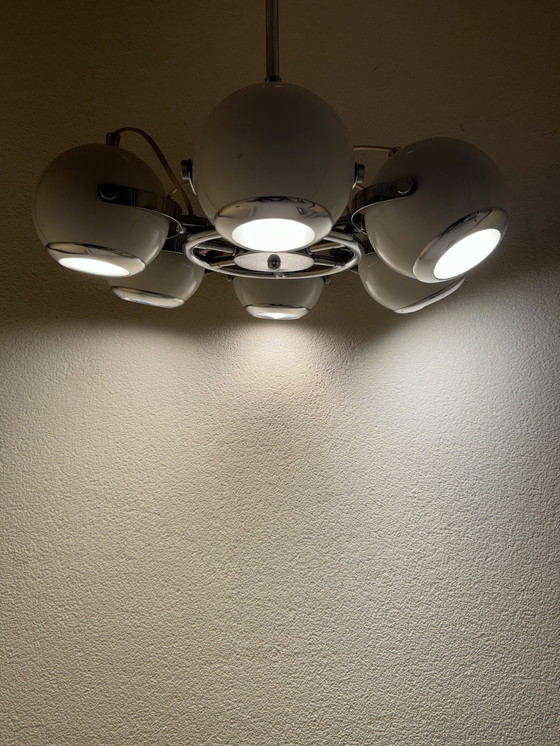 Image 1 of Originaler Space Age-Kronleuchter aus den 1960er/70er Jahren mit sechs verstellbaren Augapfelschirmen