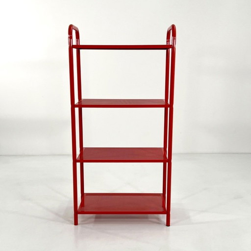 Mensola rossa in metallo perforato, anni '80
