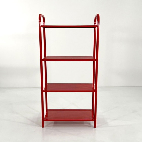 Image 1 of Mensola rossa in metallo perforato, anni '80