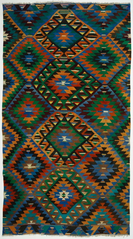 Large Vintage Anatolian Kilim – Colorful Geometric Handwoven Wool Flatweave Rug 308 x 164 cm – &Tradition