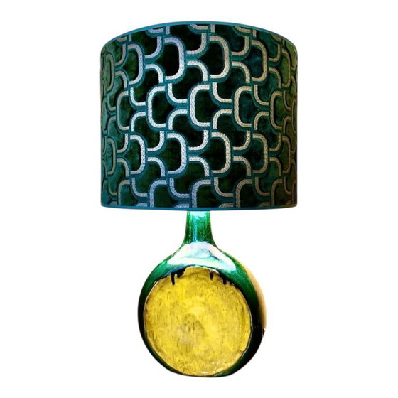 Image 1 of Vintage Ceramic Base with Aldecco Fabric Lamp — 1970s Character Piece