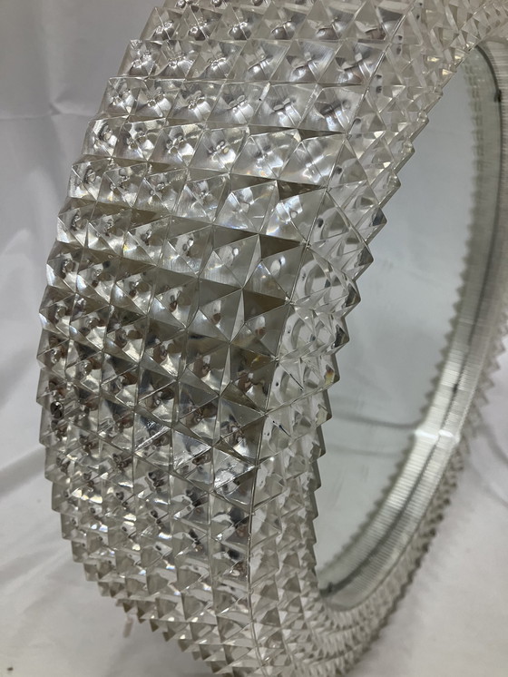 Image 1 of Vintage 70s illuminated mirror with prism plastic edge