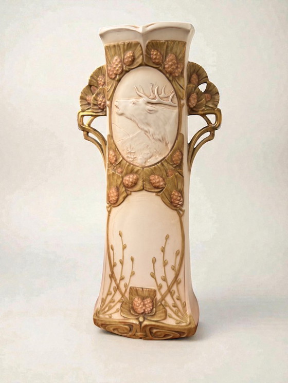 Image 1 of Art Nouveau vaas Royal Dux Bohemia hert 1900 - H.41cm