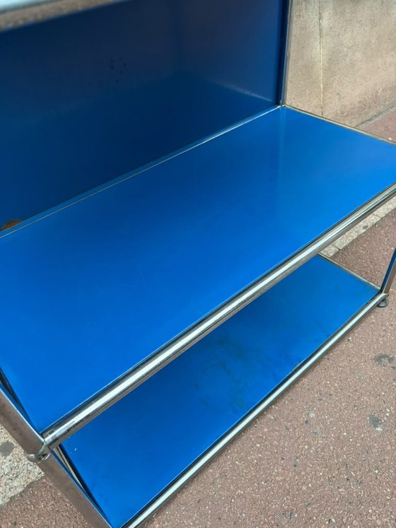 USM Haller Gentiaanblauw 1e Generatie Boekenkast, Boekenkasten, Metaal, Modern (foto 5 van 13)