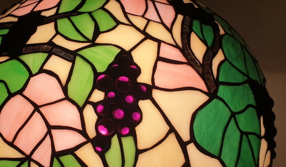 Image 1 of Large (40cm) Tiffany / stained glass grape pendant lamp