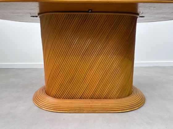 Image 1 of Vintage ( pencil reed ) eettafel met 4 bijpassende stoelen