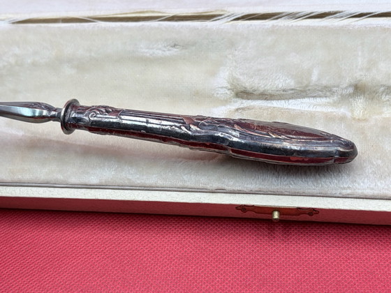 Silver-plated Cake Server 30cm Art Nouveau Openwork Box, Table accessories, Textile, Creme (photo 8 of 10)