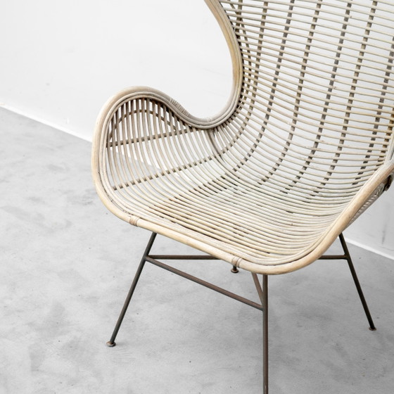 Fauteuil Lounge Vintage en Rotin et Métal, Design Moderne des Années 60 – Metal, Rattan (photo 2 of 12)