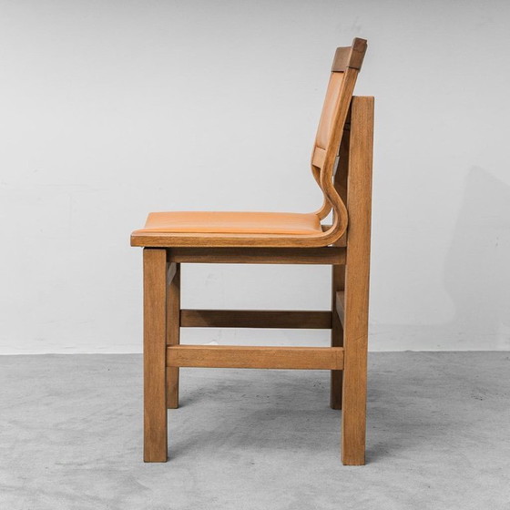 Image 1 of SET DI 4 SEDIE VINTAGE IN LEGNO ED ECOPELLE ITALIA ANNI ’70