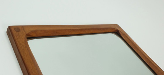 Image 1 of large rectangular danish modern WALL MIRROR aksel kjersgaard odder furniture denmark solid teak frame 1970s