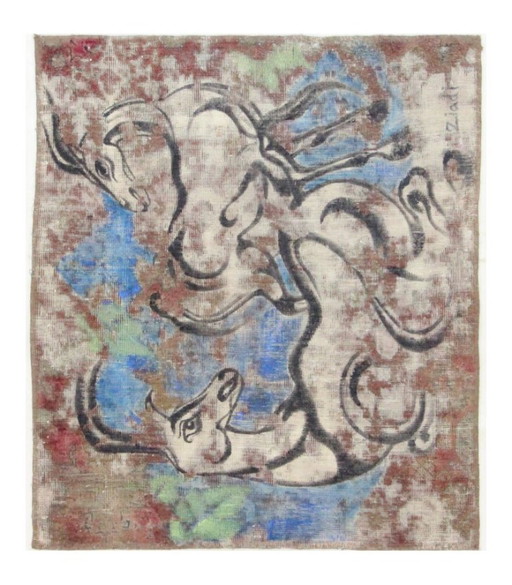Oriental Hand-Knotted Vintage Art Classic & Relief Design 115 x 98 cm Multi-Color