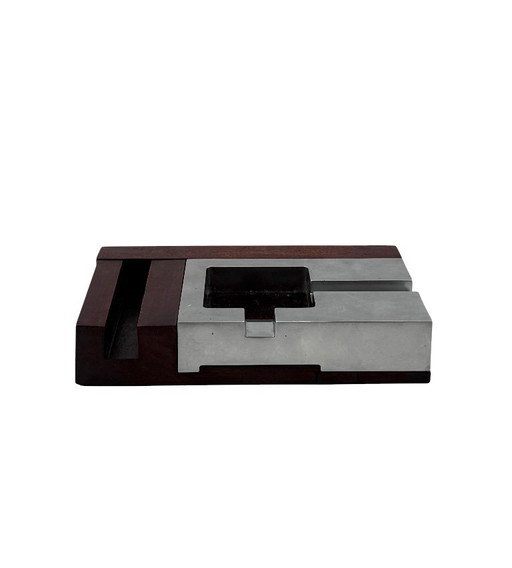 Mid-century modern mahogany ashtray, Alfred Dunhill Italy 1970s