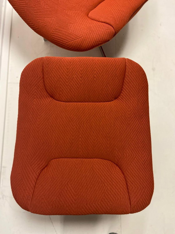 Image 1 of Gelderland 7405 swivel armchair with ottoman | burnt orange