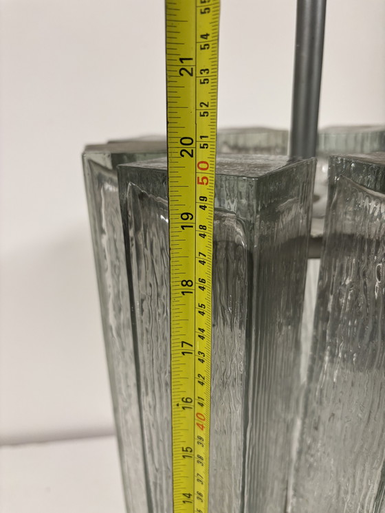 Image 1 of Large glass pendant lamp by Doria Leuchten, 1960s/Crystal glass chandelier/Mid-Century Modern light/Hollywood Ragency/Ice