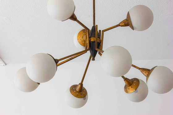 Image 1 of Lampadario italiano a globo opalino