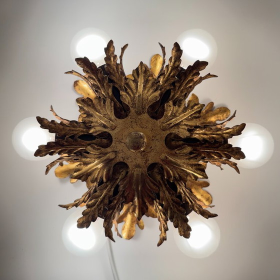 Florentine Vintage Ceiling light, Attributed to Banci Firenze, Gold, Metal (photo 2 of 9)