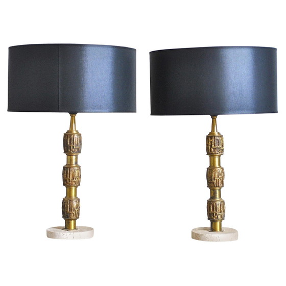 Luciano Frigerio Brutalistische italienische Messinglampe 1970 – Tischlampen, Brass, Italian Design (photo 5 of 18)