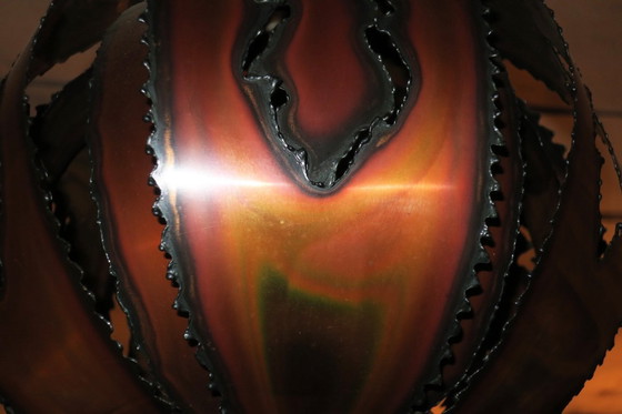 Image 1 of Lámpara colgante Brutalist Torch Cut Copper, años 70