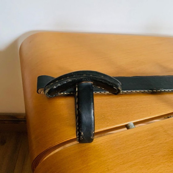 Jacques Adnet black leather wall Coat rack, Modern (photo 10 of 15)