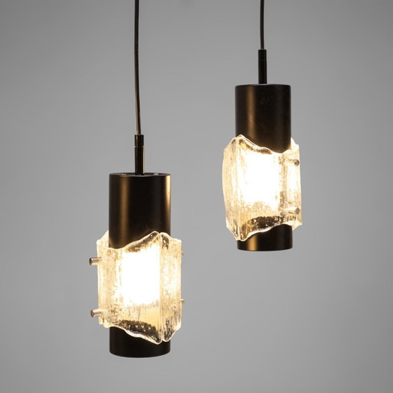 ‘Ice’ glazen hanglamp, Scandinavisch, jaren 60, set van 4 – Hanglampen, Glass (photo 4 of 10)