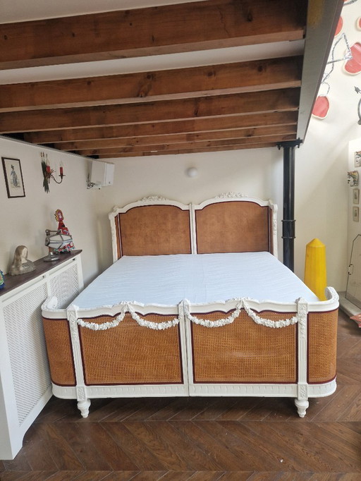 Louis XVI style cane double bed