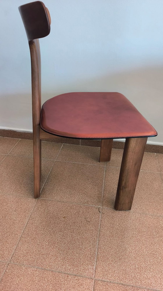 Image 1 of Set aus 4 Pierre Cardin Stühlen aus Holz und Leder aus den 1980er Jahren