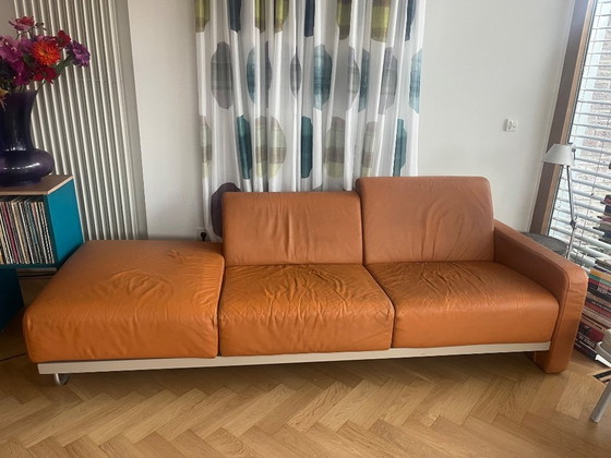 Image 1 of Reflex Artifort modulebank in cognackleurig leer 3-zits design Toine van den Heuvel