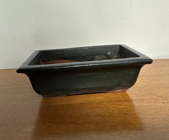 Image 1 of Vaso rettangolare smaltato blu, 18,5 cm x 12 cm, per bonsai o succulente