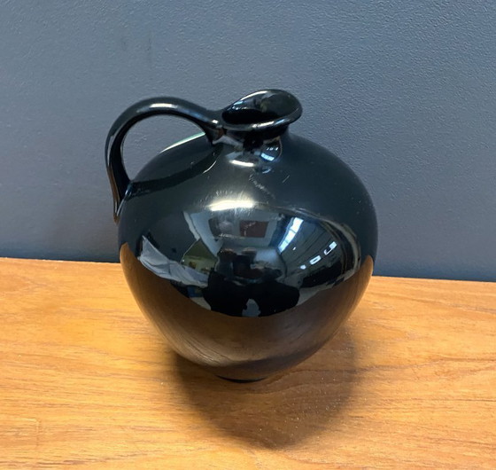 Image 1 of Vaas van Georg Schmider Zell, model 4089, zwart met kleurrijk bladpatroon.