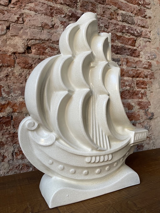 Art deco ceramic French sculpture Lejan for Orchies 