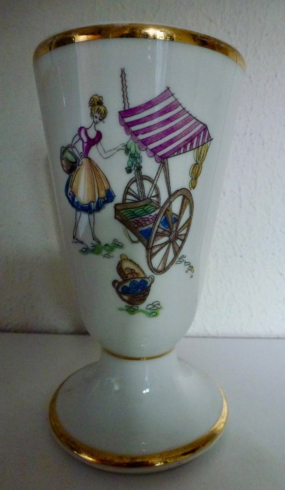 Image 1 of 2x Vintage Limoges porcelain cups on foot.
