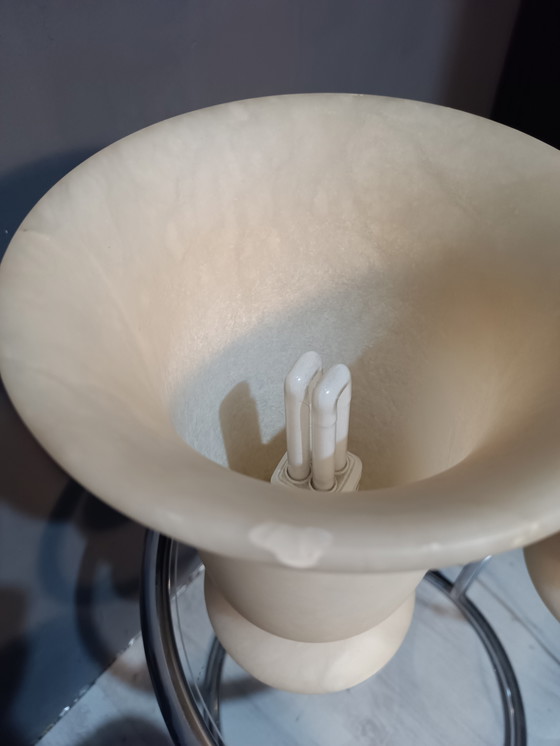 Image 1 of 2x Vintage Albasten Tafellamp Uit Spanje – Uniek Design