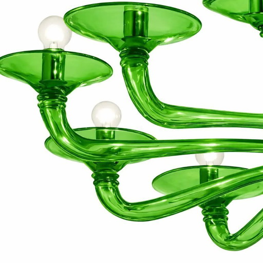 Lámpara de araña contemporánea de cristal de Murano verde estilo italiano