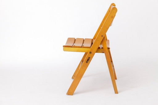 1 of 4 Vintage Folding Chair, 1950s–1960s German Design, Beech Wood, Mid-Century Modern Chair