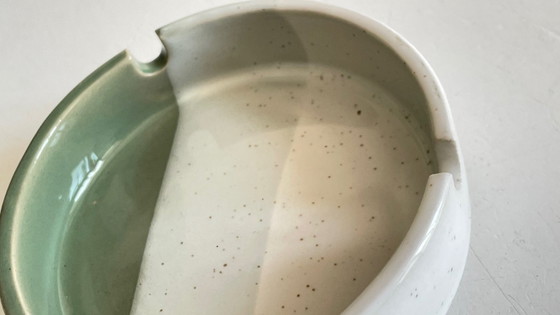 Image 1 of Striped stoneware ashtray, 1980s