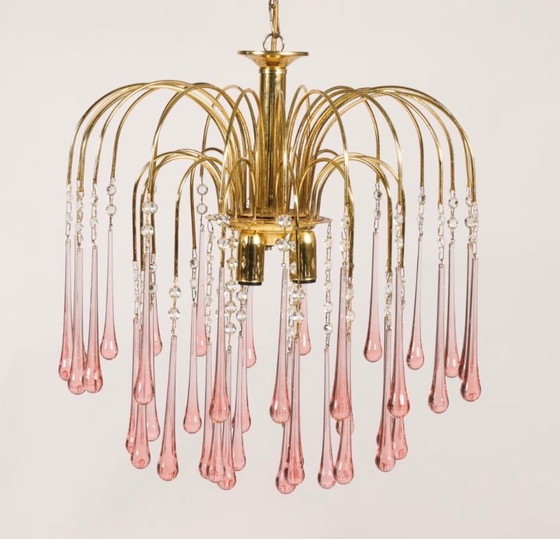 Image 1 of Lampadario a goccia in vetro di Murano anni '70