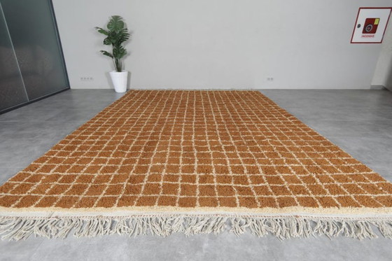 Image 1 of Alfombra marroquí personalizada con diseño de cuadrícula - Alfombra de pelo alto de 300x200 cm - Alfombra Beni ourain