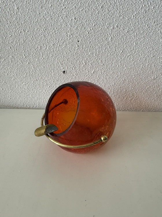 Image 1 of Space Age messing en kristallen glazen bolasbak – Marita Voigt, Harzkristall, Duitsland – jaren 1970