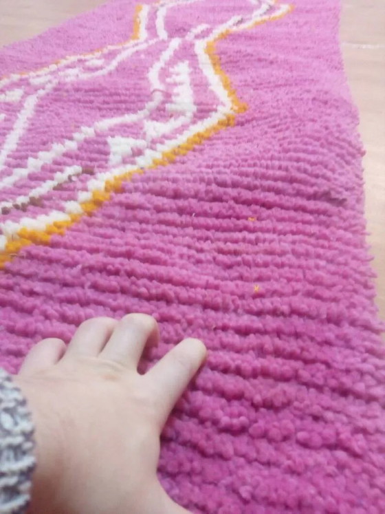 Alfombra de lana rosa - alfombra bereber tejida a mano de Marruecos - 315 x 73 cm – Wool, Cotton, Modern (photo 6 of 8)
