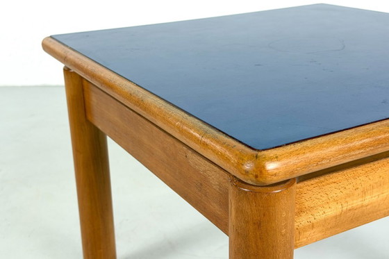 Image 1 of Coffee table in wood with blue top, France - 1960s