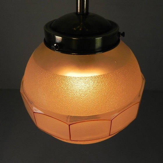 Image 1 of Lampada a sospensione Art Déco con sfera di vetro a 12 angoli, anni '30