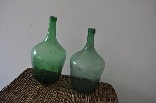 Botellas de Vino Verdes Húngaras Vintage, Set de 2