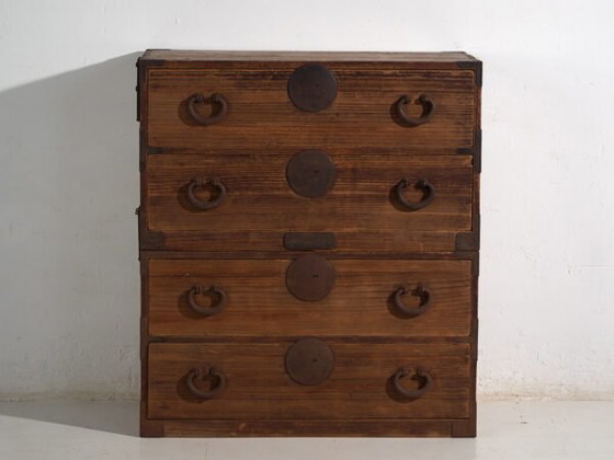 Antique Japanese Tansu Chest of Drawers - Meiji / Taishō Period (c. ) #81 – Iron (photo 28 of 40)